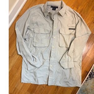 Exofficio Gray Mens Long Sleeve Button Up Outdoor Hiking Shirt Size Large